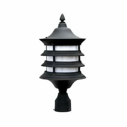 9W LED Post Top Light Fixture, Single-Head, A19, 120V, Black