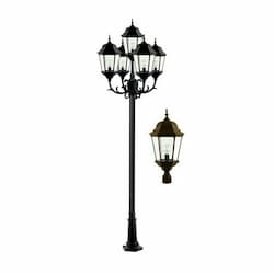 20W LED Lamp Post, Five-Head, 120V-277V, Bronze/Clear