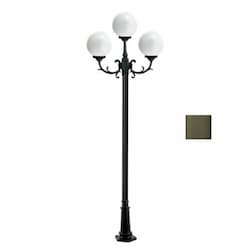 10-ft 6W LED Globe Lamp Post, Three-Head, A19, 120V, Bronze