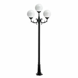 10-ft 9W LED Globe Lamp Post, Three-Head, A19, GU24, 120V, Black