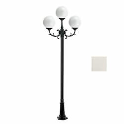 10-ft 9W LED Globe Lamp Post, Three-Head, A19, GU24, 120V, White