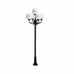 10-ft 9W LED Globe Lamp Post, Five-Head, 1600 lm, 120V, 6500K, Green