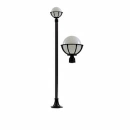 16W 10 Inch Single Globe LED Light Post Fixture w/Polycarbonate Lens, Black