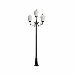 10-ft 6W LED Alisa Lamp Post, Three-Head, A19, 120V, Black