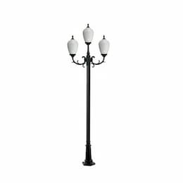 10-ft 9W LED Alisa Lamp Post, Three-Head, A19, GU24, 120V, White