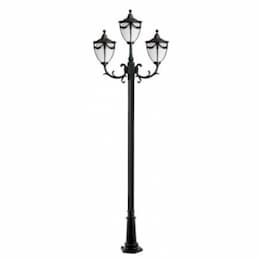 Rachel Three Headed Lamp Post Light w/o Bulb, 120V, Black