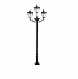 16W Rachel Three Light LED Lamp Post w/Polycarbonate Lens, Black