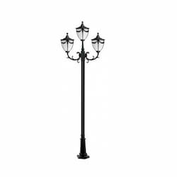 10-ft 6W LED Rachel Lamp Post, Three-Head, A19, 120V, Black