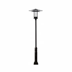 11-ft 30W LED Large Hat Top Lamp Post, 85V-285V, Black/Clear