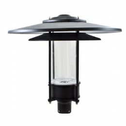 20W LED Large Post Top Fixture w/ Clear Lens, 120V-277V, 3000K, Black