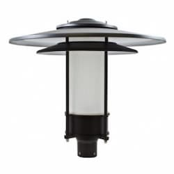 20W LED Large Post Top Fixture w/ Frosted Lens, 120-277V, 5000K, Black