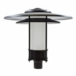 20W LED Large Post Top Fixture w/ Frosted Lens, 120-277V, 5000K, Black