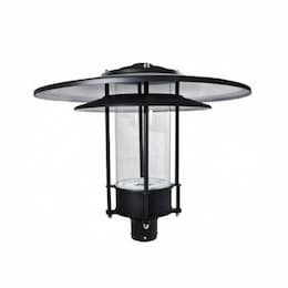 20W LED Large Hat Top Post Light, G24, 120V-277V, Black/Clear