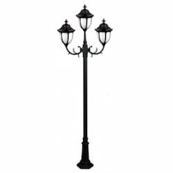 Showcase Three Headed Post Light w/o Bulbs, 120V, Black