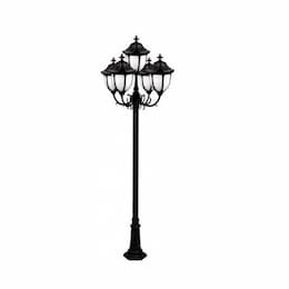 11-ft 6W LED Showcase Lamp Post, Five-Head, A19, 120V, Black