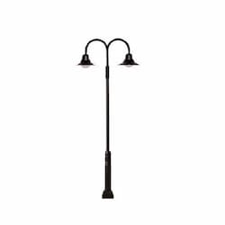 60W Two Arm Drop Post LED Lamp Post Fixture, 3000K, Black