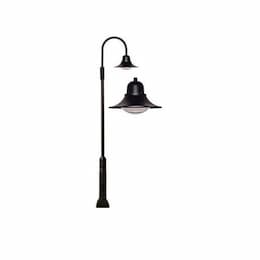 30W Single Arm Drop Post LED Lamp Post Fixture w/PC Lens, Black