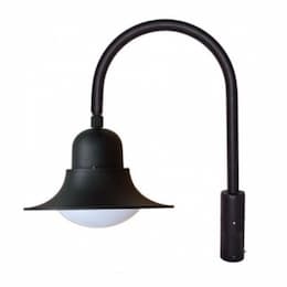 20W LED Goose Neck Post Light Fixture, G24, 120V-277V, 3000K, Black