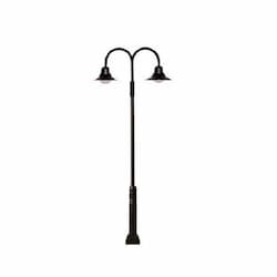 30W Two Arm Drop Post LED Lamp Post Fixture w/PC Lens, Black