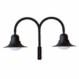 60W LED Two Headed Goose Neck Post Light Fixture, 85V-265V, 6500K, BK