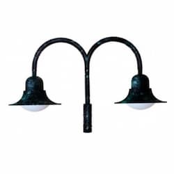 Two Headed Goose Neck Post Light Fixture w/o Bulbs, 120V, VG