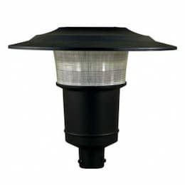 20W LED Post Top Light Fixture w/ Prismatic Lens, 120V-277V, 3000K, BK