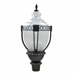 Acorn Post Top Fixture w/ Clear Lens w/o Bulb, 120V, Black