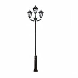 30W Three Light Acorn LED Lamp Post Fixture, Black