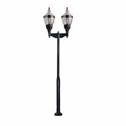 Dabmar 75W Two Light Clear Top Acorn LED Lamp Post Fixture w/PC Lens, Black