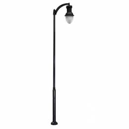 120W Single Arm Acorn Aluminum LED Lamp Post w/PC Lens, Black