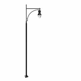 120W Single Arm Acorn Steel LED Lamp Post w/PC Lens, Black