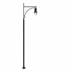 75W Single Arm Acorn Steel LED Lamp Post w/PC Lens, Black