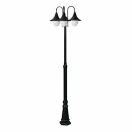 18W LED Three Headed Post Light Fixture, A19, 120V, 6000K, Black