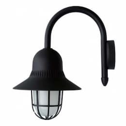 6W LED Goose Neck Wall Fixture w/ Guard, A19, 120V, 3000K, Black