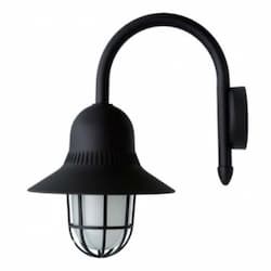 6W LED Goose Neck Wall Fixture w/ Guard, A19, 120V, 6000K, Black