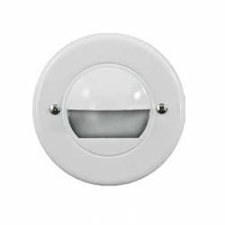 3W LED Step & Wall Light, Round Hood, 12V, 3000K, White