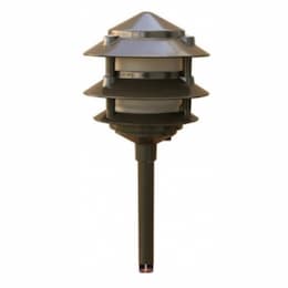 Three-Tier Pagoda Path & Walkway Light w/o Bulb, Bi-Pin Base, 12V, BZ