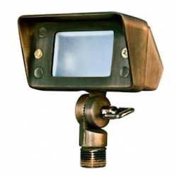 3W LED Brass Area Flood Light w/ Hood, Bi-Pin Base, 12V, 6400K, WBS