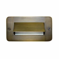 Brass Recessed Hooded Step & Wall Light w/o Bulb, 12V, WBS