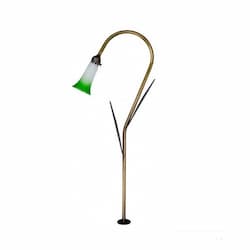 Dabmar 2.5W LED Path Light w/ Leaf, Tulip Glass, 12V, 2700K, Brass/Evergreen