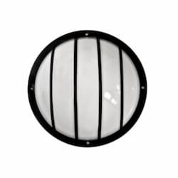 9W LED Round Caged Surface Mount Wall Light, 85V-265V, 2700K, Black