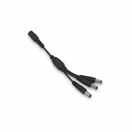 3-Way DC Splitter Plugs, 22/2 AWG, Black, 25-Pack