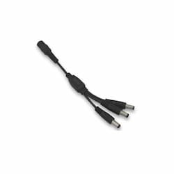 3-Way DC Splitter Plugs, 22/2 AWG, Black, 5-Pack