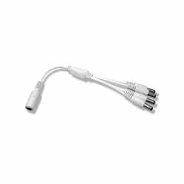 5-Way DC Splitter Plugs, 22/2 AWG, White, 5-Pack