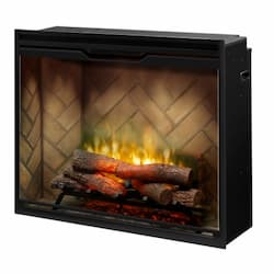 36-in 2575W Revillusion Firebox, Portrait, 120V-240V, Herringbone Brick