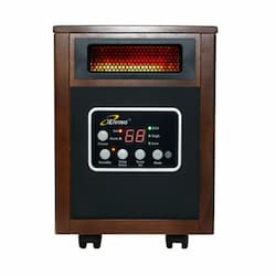 iLiving USA 1500W Hybrid Space Heater, 5200 BTU/H, 12.5A, 120V, Dark Walnut