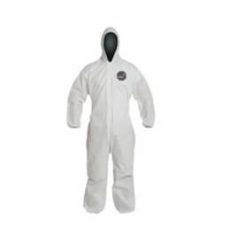 Coveralls with Attached Hood, White, 2XL