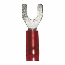 Spade Terminals w/ Fork, Vinyl, 22-18 AWG, 6 Stud, 100 Pack