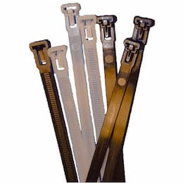 5.9-in Releasable Cable Ties, 50 lb Tensile, UV Black, 100 Pack