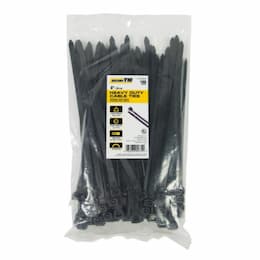 8-in Heavy Duty Cable Ties, 120lb, Black